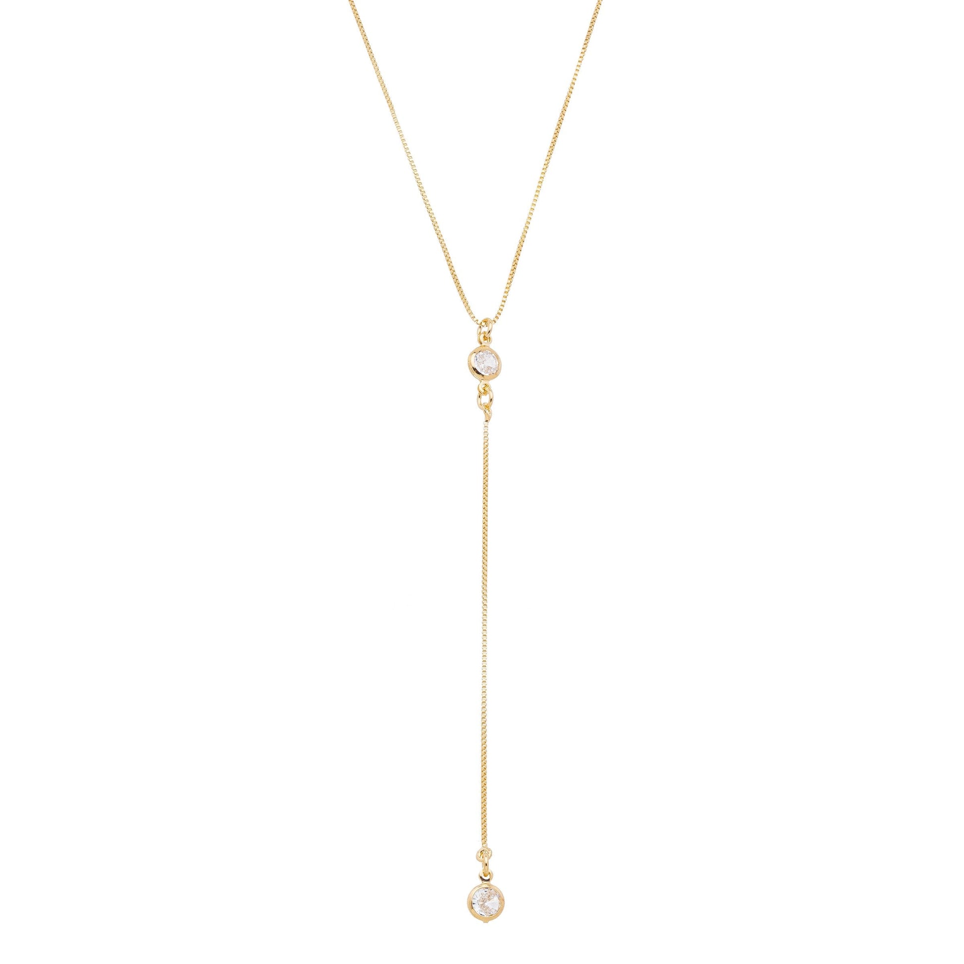 Colar gravata com zircônias banhado a ouro 18k - Biju & Cia.