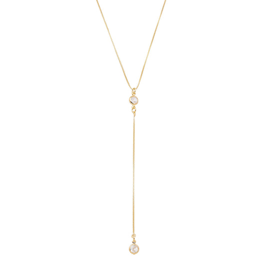 Colar gravata com zircônias banhado a ouro 18k - Biju & Cia.