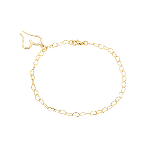 Pulseira corações banhada a ouro 18k