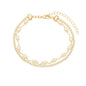 Pulseira dupla com pérolas e zircônias banhada a ouro 18k - Biju & Cia.