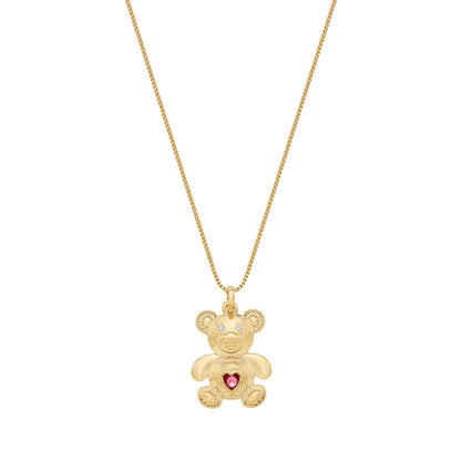 Gargantilha urso com pedra banhada a ouro 18k - Biju & Cia.