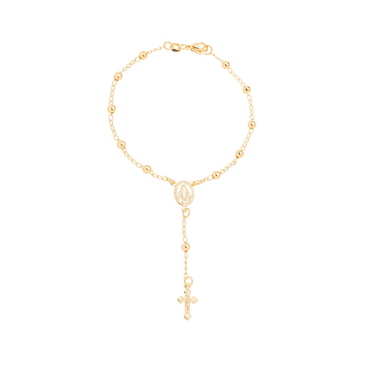 Pulseira de terço banhada a ouro 18k - Biju & Cia.