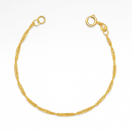 Pulseira singapura infantil banhada a ouro 18k