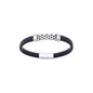 Pulseira com couro masculina em aço inox