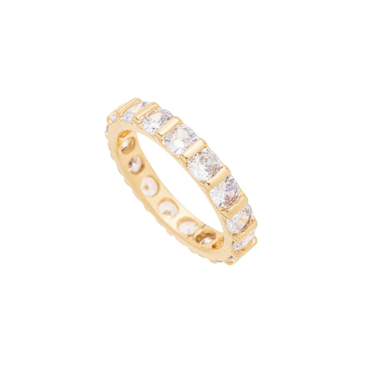 Anel aparador com zircônias banhado a ouro 18k - Biju & Cia.