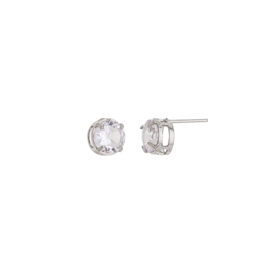 Brinco de zircônia de 8mm em aço inox - Biju & Cia.