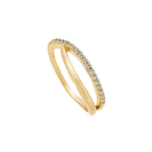 Anel com zircônias banhado a ouro 18k - Biju & Cia.