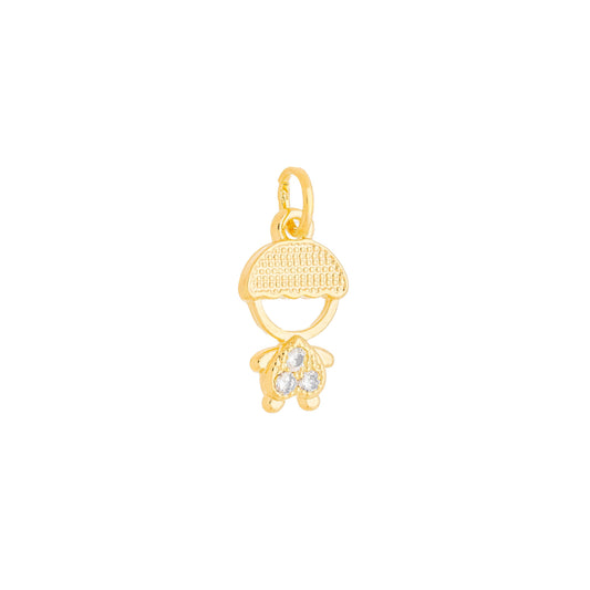 Pingente de menino com zircônia banhado a ouro 18k