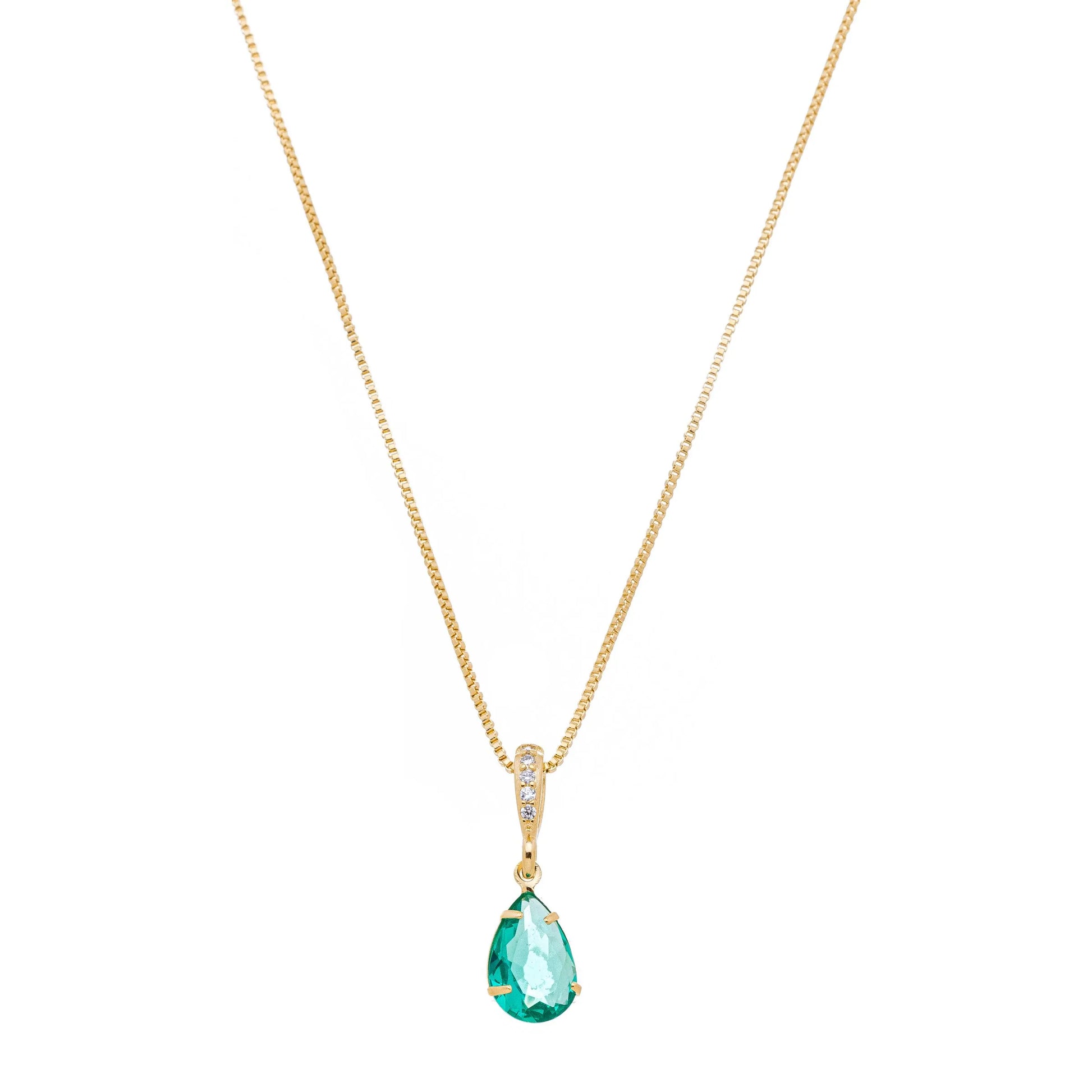 Gargantilha gota com pedra banhada a ouro 18k - Biju & Cia.