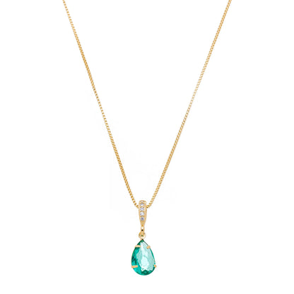 Gargantilha gota com pedra banhada a ouro 18k - Biju & Cia.