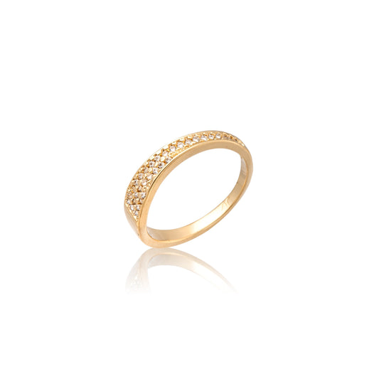Anel com micro zircônias cravejadas banhado a ouro 18k - Biju & Cia.