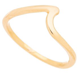 Anel liso ondulado banhado a ouro 18k - Biju & Cia.