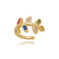 Piercing fake de folhas com pedras coloridas banhado a ouro 18k - Biju & Cia.