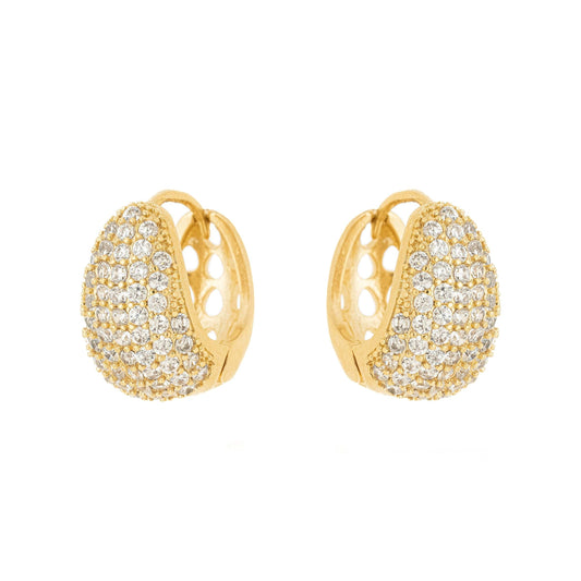 Argola cravejada com zircônias banhada a ouro 18k - Biju & Cia.