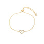 Pulseira regulável com coração de zircônia banhada a ouro 18k - Biju & Cia.