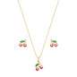Conjunto cereja com zircônias banhado a ouro 18k
