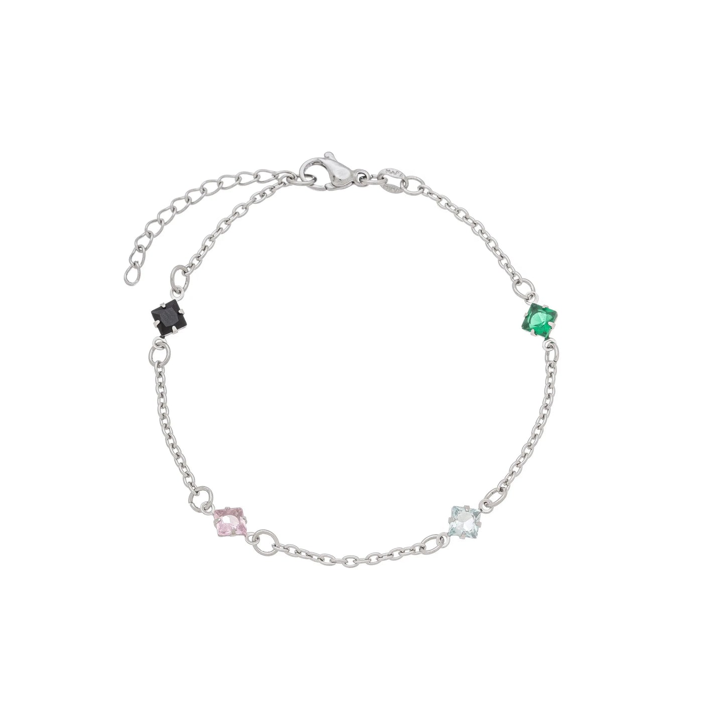 Pulseira com pedras coloridas em aço inox - Biju & Cia.