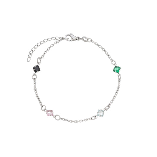 Pulseira com pedras coloridas em aço inox - Biju & Cia.