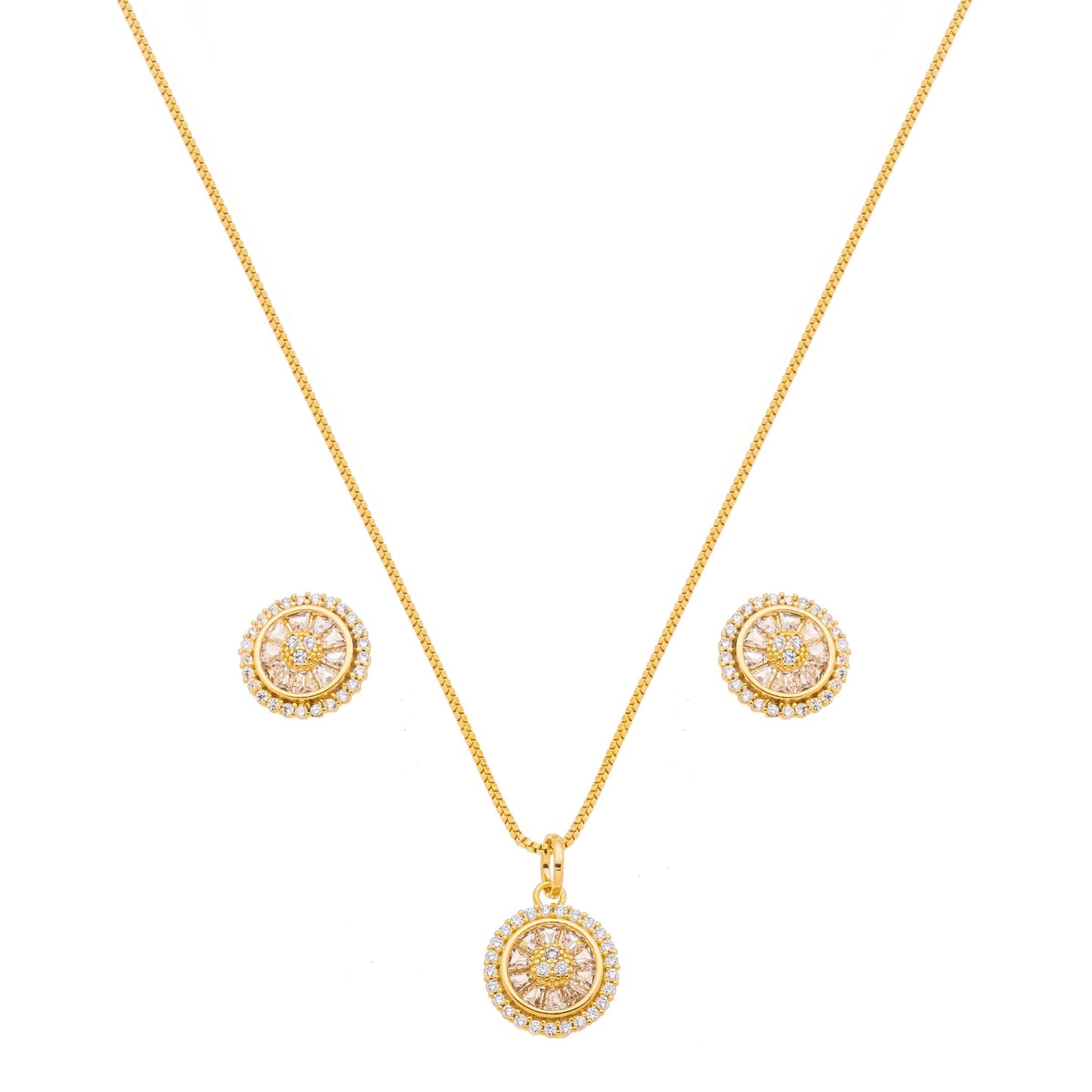 Conjunto de pizza de zircônias banhado a ouro 18k - Biju & Cia.