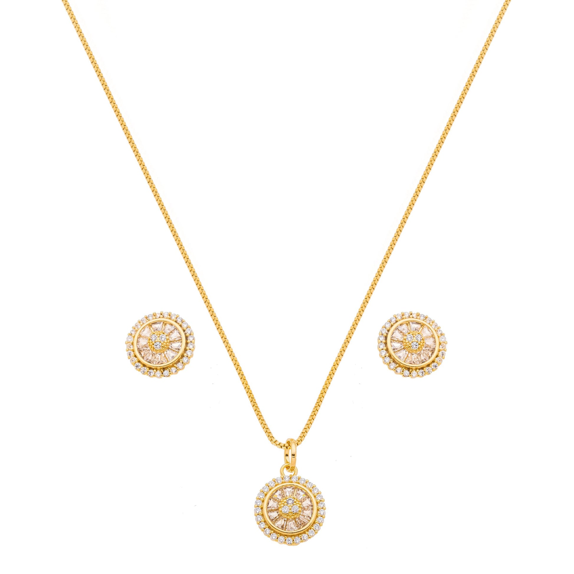 Conjunto de pizza de zircônias banhado a ouro 18k - Biju & Cia.