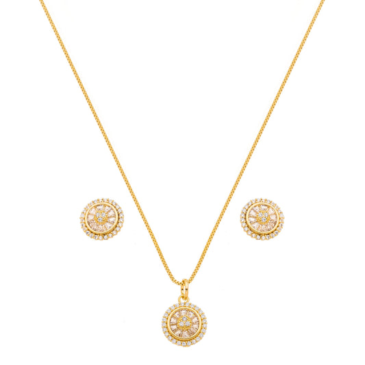 Conjunto de pizza de zircônias banhado a ouro 18k - Biju & Cia.
