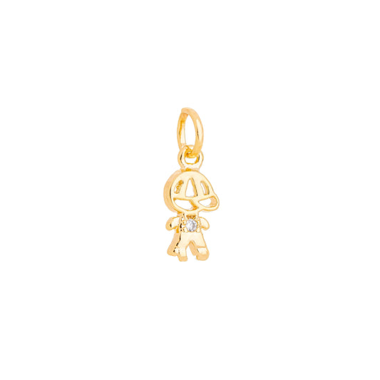 Pingente menino com zircônia banhado a ouro 18k - Biju & Cia.