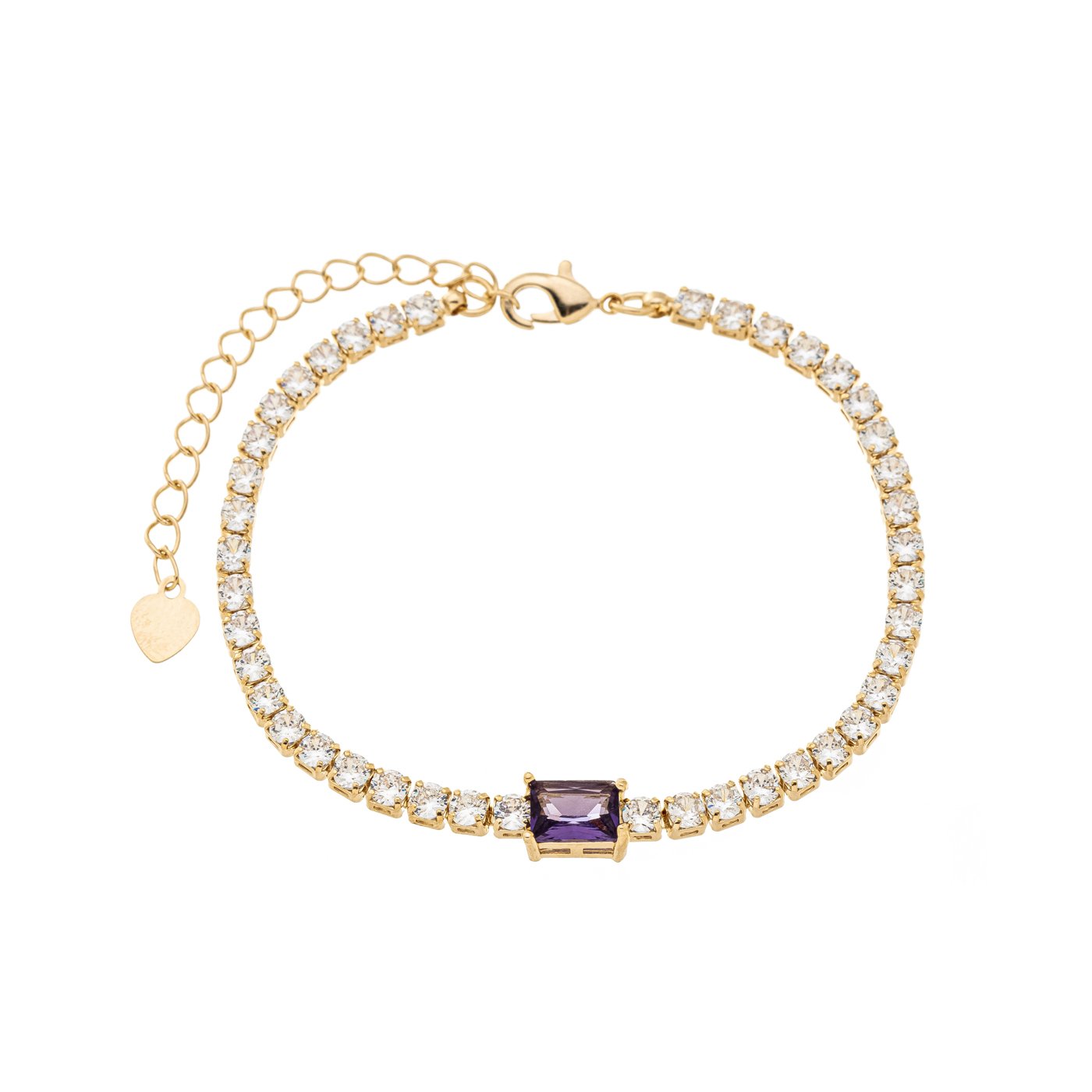 Pulseira riviera com pedra banhada a ouro 18k