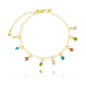 Pulseira com strass colorido banhada a ouro 18k