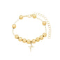 Pulseira bolas com pingente fé banhada a ouro 18k - Biju & Cia.