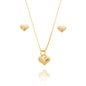 Conjunto coração com pedra banhado a ouro 18k - Biju & Cia.