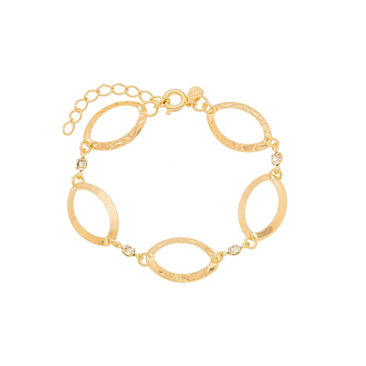 Pulseira navetes com pedras banhada a ouro 18k