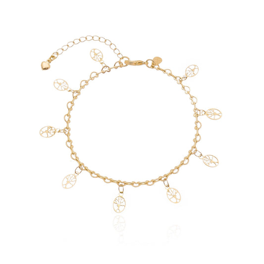 Pulseira árvore da vida banhada a ouro 18k