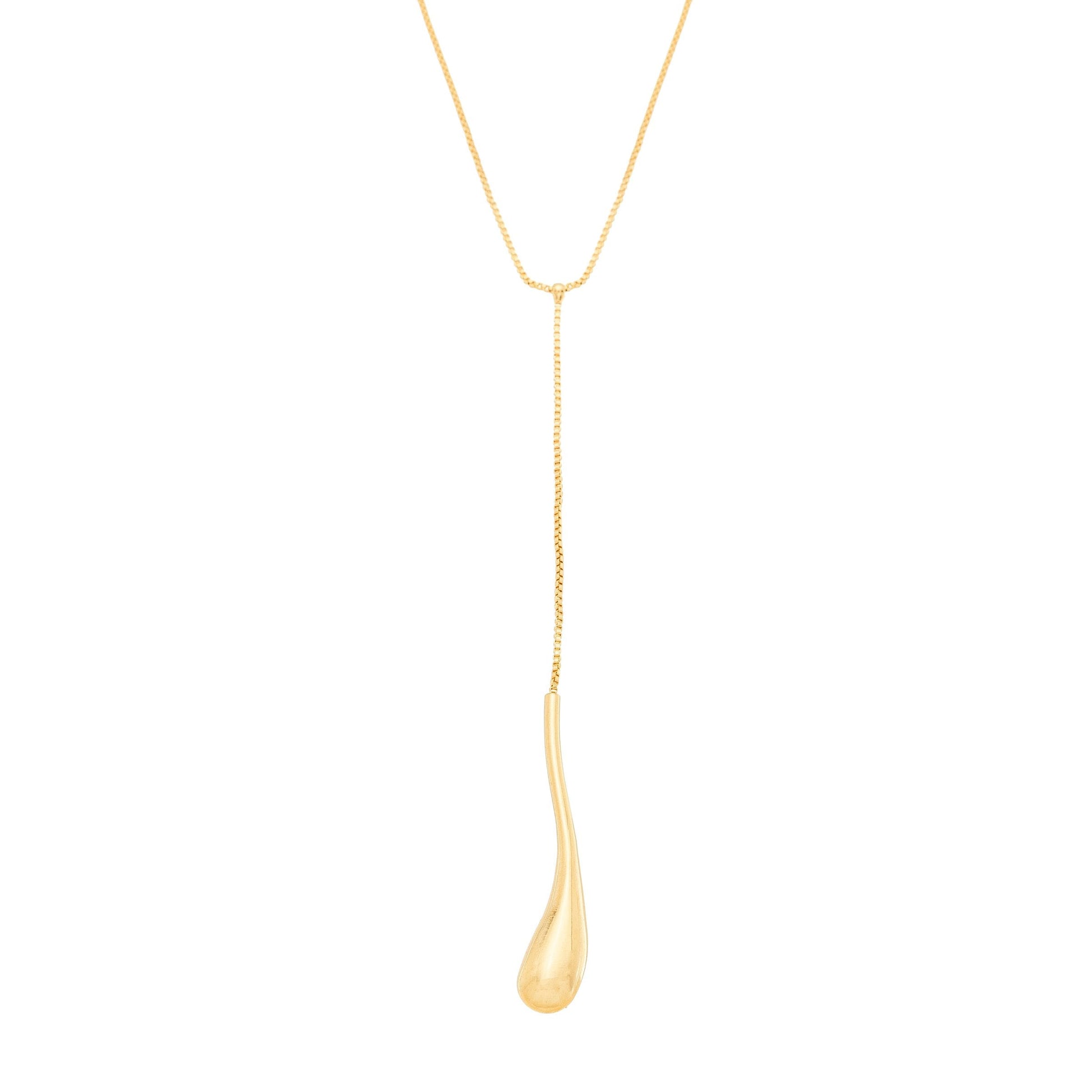 Colar de gravata com pingente de gota banhado a ouro 18k - Biju & Cia.