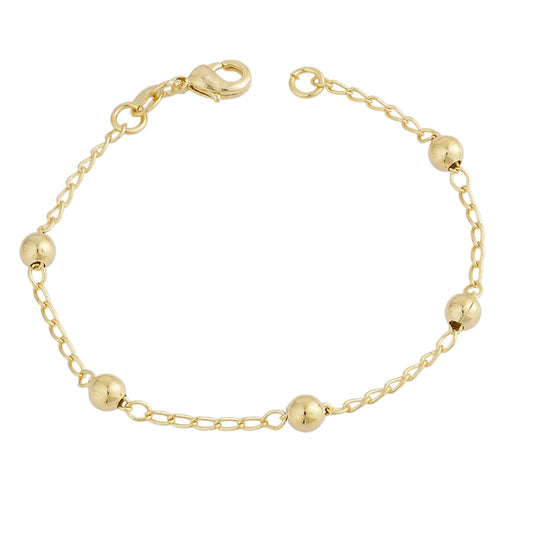 Pulseira infantil de bola de 3,5mm banhada a ouro 18k - Biju & Cia.