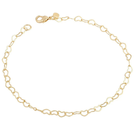 Pulseira com elos de coração banhado a ouro 18k - Biju & Cia.