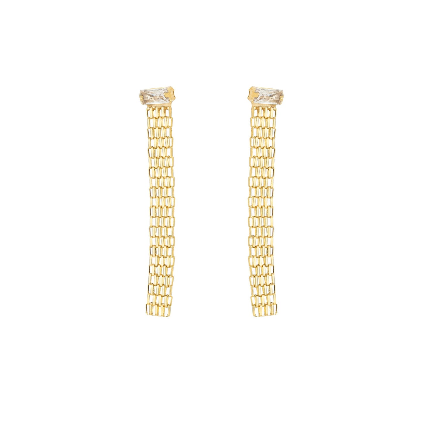 Brinco de corrente com zircônia banhado a ouro 18k - Biju & Cia.
