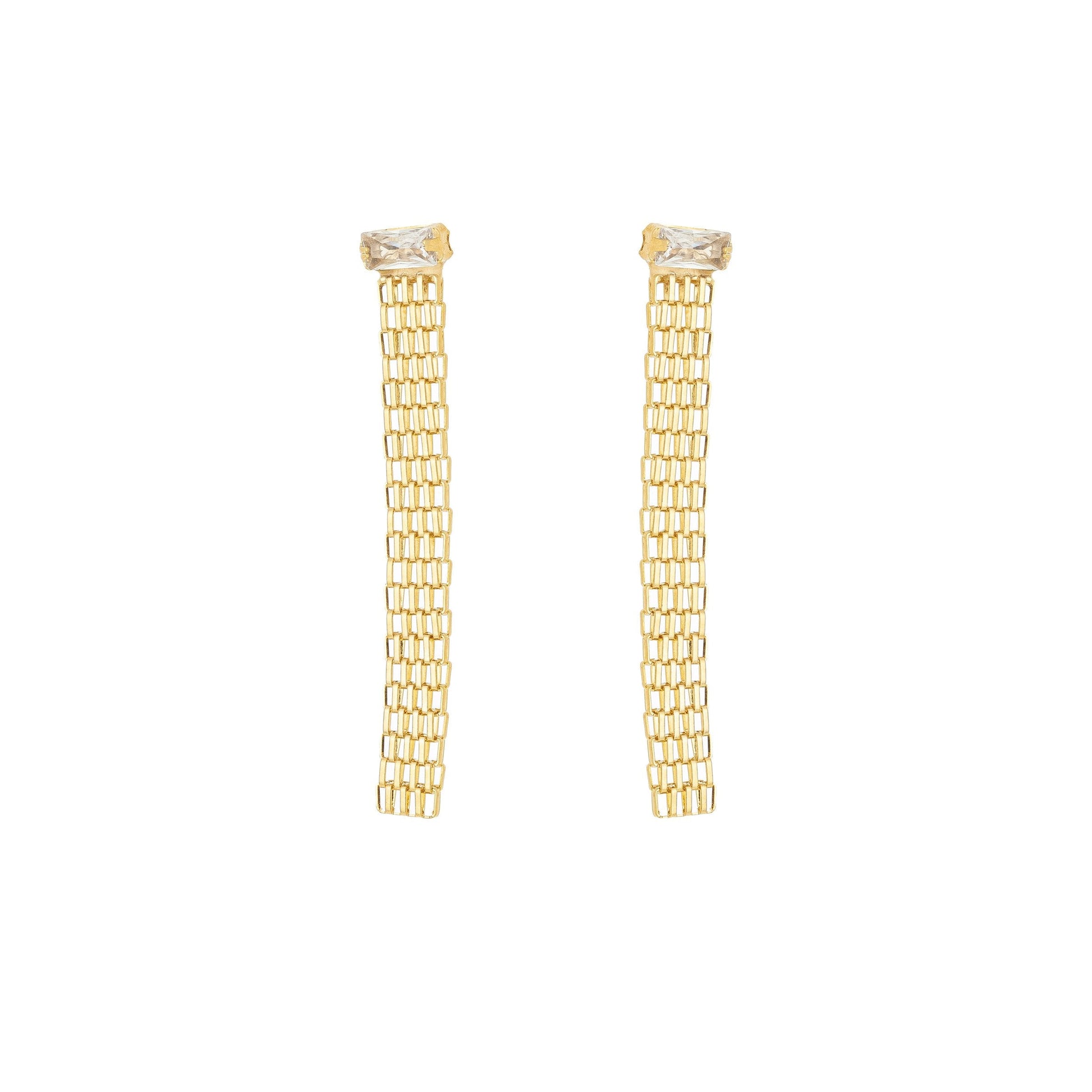 Brinco de corrente com zircônia banhado a ouro 18k - Biju & Cia.