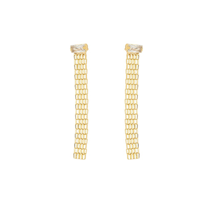 Brinco de corrente com zircônia banhado a ouro 18k - Biju & Cia.
