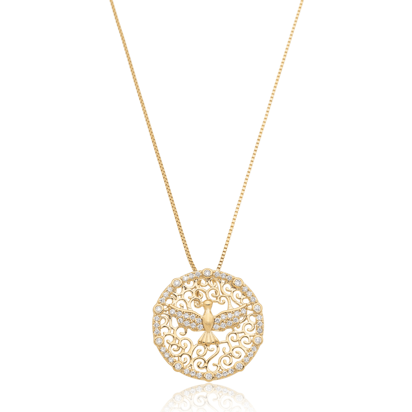 Gargantilha de Espírito Santo com zircônias banhada a ouro 18k - Biju & Cia.