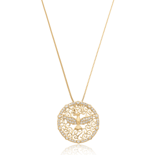 Gargantilha de Espírito Santo com zircônias banhada a ouro 18k - Biju & Cia.