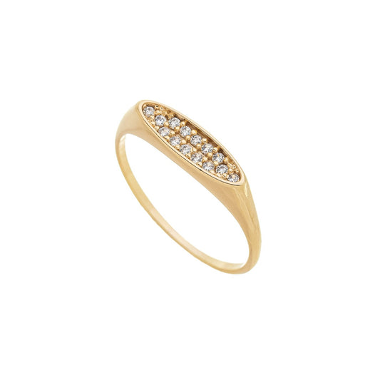 Anel navete com zircônias banhado a ouro 18k