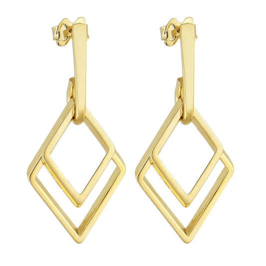 Brinco losango pequeno banhado a ouro 18k
