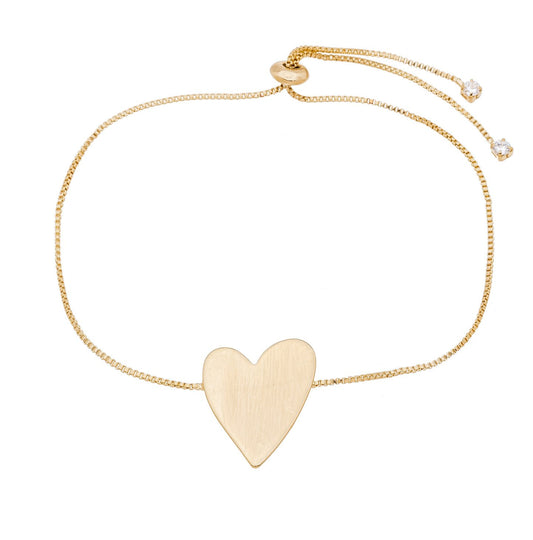 Pulseira regulável com coração banhada a ouro 18k
