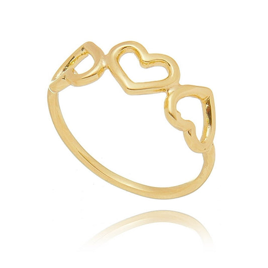Anel com coração banhado a ouro 18k