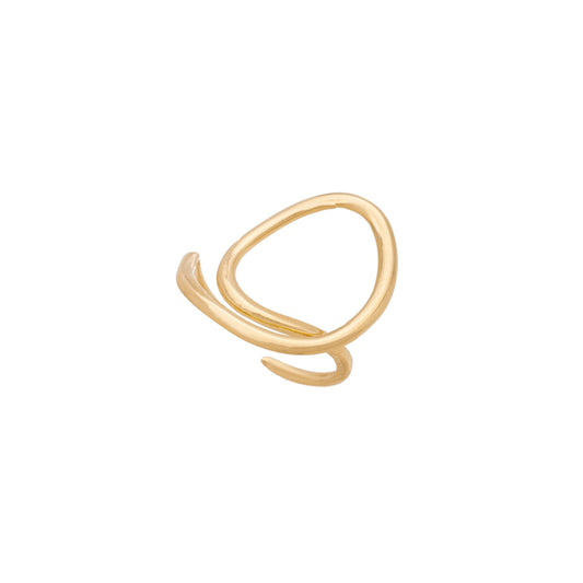 Anel oval regulável banhado a ouro 18k