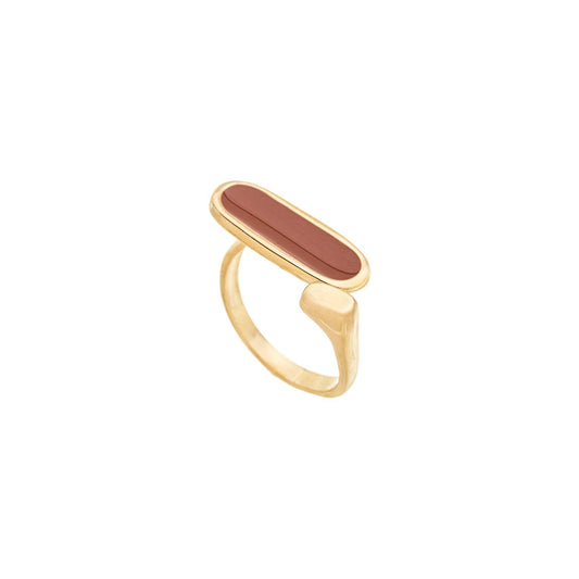 Anel oval esmaltado banhado a ouro 18k - Biju & Cia.