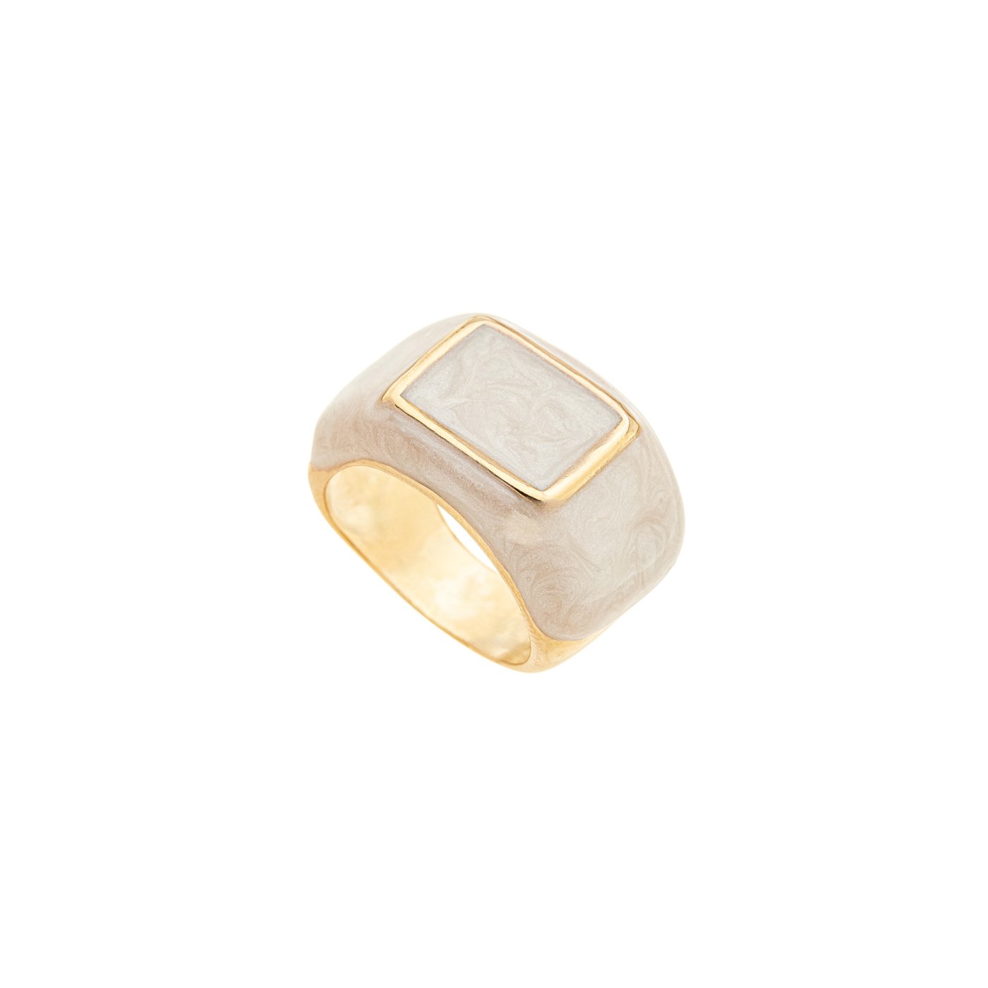 Anel quadrado esmaltado banhado a ouro 18k - Biju & Cia.