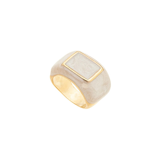 Anel quadrado esmaltado banhado a ouro 18k - Biju & Cia.