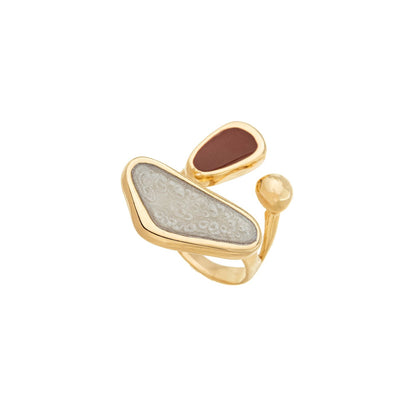 Anel orgânico esmaltado banhado a ouro 18k - Biju & Cia.