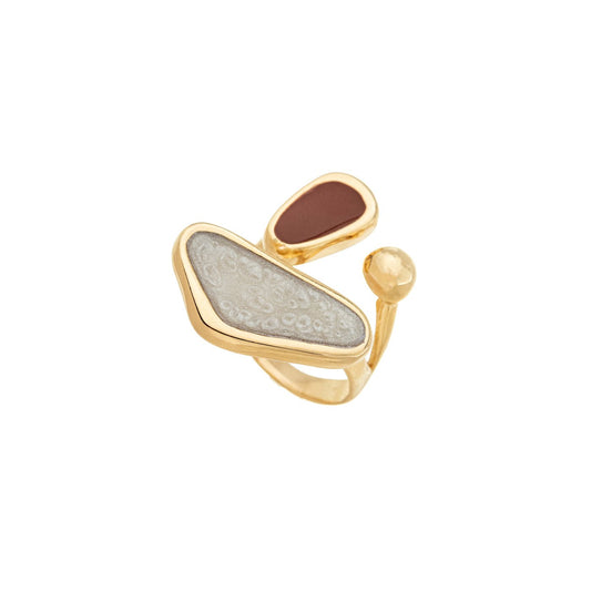 Anel orgânico esmaltado banhado a ouro 18k - Biju & Cia.